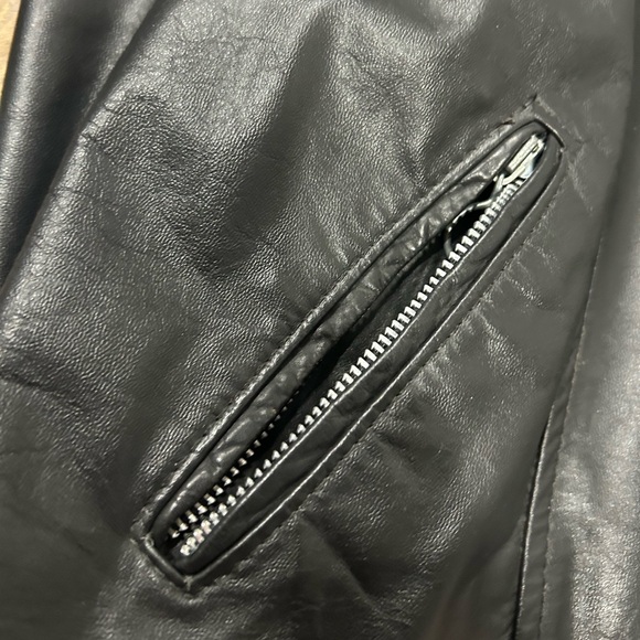 Vintage leather jacket biker jacket size Large heavy duty - Picture 3 of 13